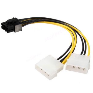 כבל מתאם 2× Molex נקבה ל־8 פינים PCI-E – חיבור חשמל לכרטיס מסך