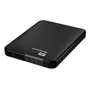 כונן אחסון חיצוני Western Digital Elements 1TB 2.5″ – תצוגת חזית במנח שוכב (USB 3.0, שחור)