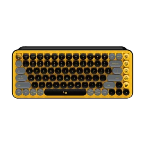 מקלדת מכאנית אלחוטית Logitech POP Keys שחור־צהוב (Blast) – תצוגת חזית עם מקשי אימוג'י