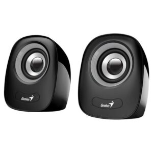זוג רמקולים Genius Q160 USB 2.0 בצבע שחור־אפור – קומפקטיים לשולחן עבודה