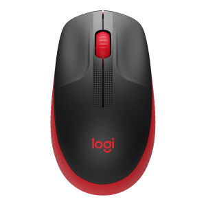 עכבר אלחוטי Logitech M190 אדום עם דונגל USB (2.4GHz), נוחות ארגונומית