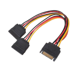 מפצל SATA Power – זכר ל־2 נקבות – לחיבור שני כוננים