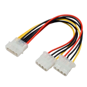 כבל מפצל מתח Molex 4Pin זכר לשני חיבורי Molex 4Pin נקבה