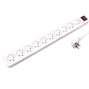 רב־שקע 10 שקעים עם מפסק מואר – כבל 3 מ׳ (KP-POW-EXT10-3M)