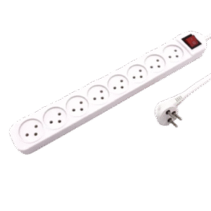 רב־שקע 8 שקעים עם מפסק מואר – כבל 1 מ׳ (KP-POW-EXT8-1M)