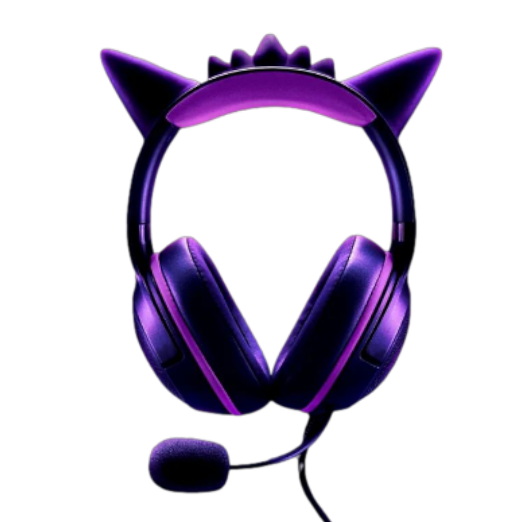 אוזניות גיימינג Razer Kraken Kitty V2 Gengar Edition תאורת RGB מבט קדמי