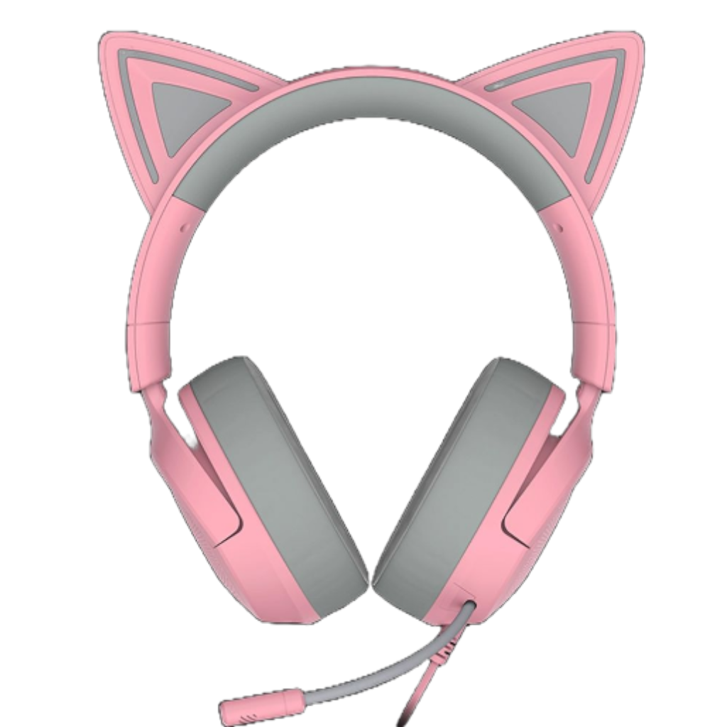 אוזניות גיימינג Razer Kraken Kitty V3 X ורוד – מבט קדמי