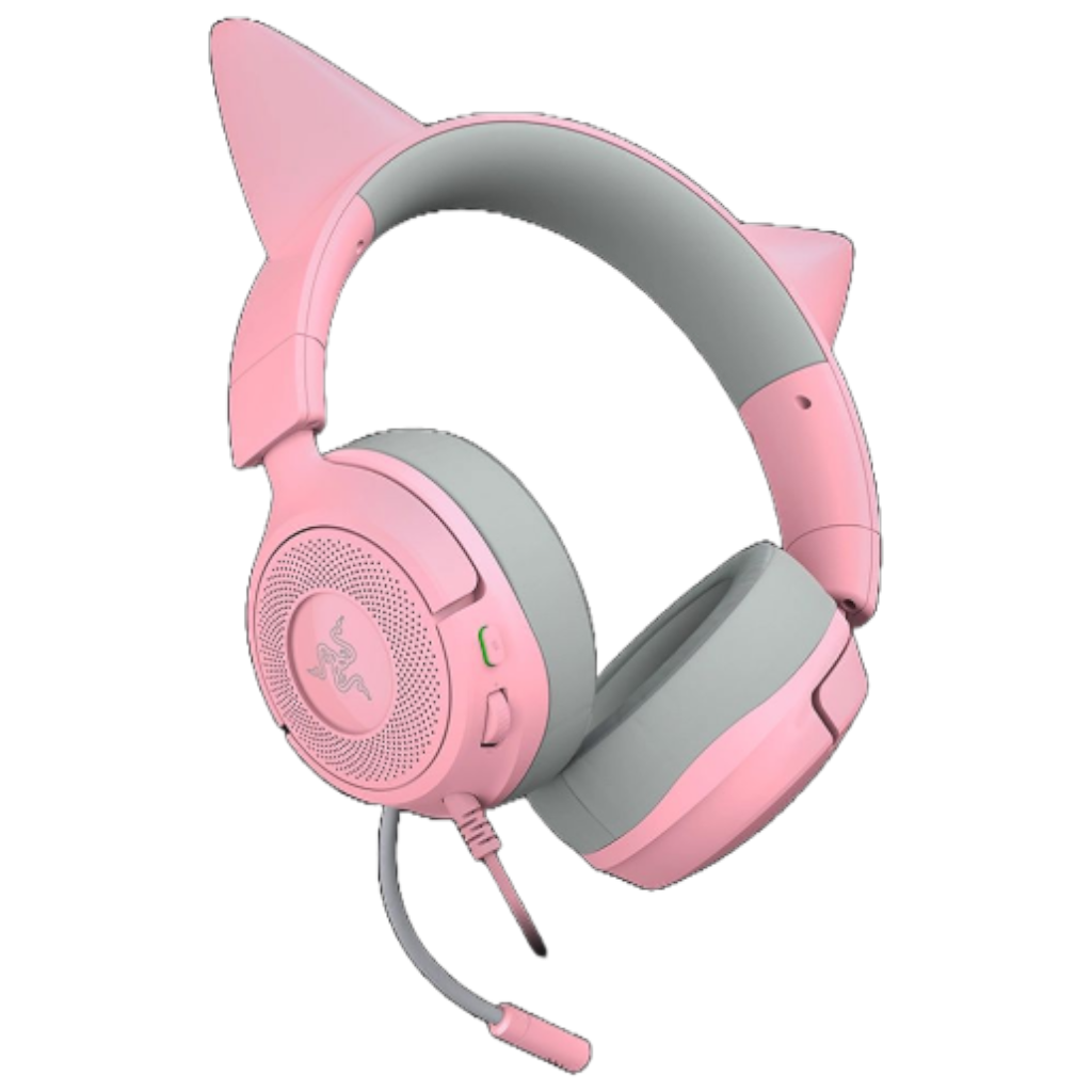 אוזניות Razer Kraken Kitty V3 X ורוד – זווית צד אלכסונית