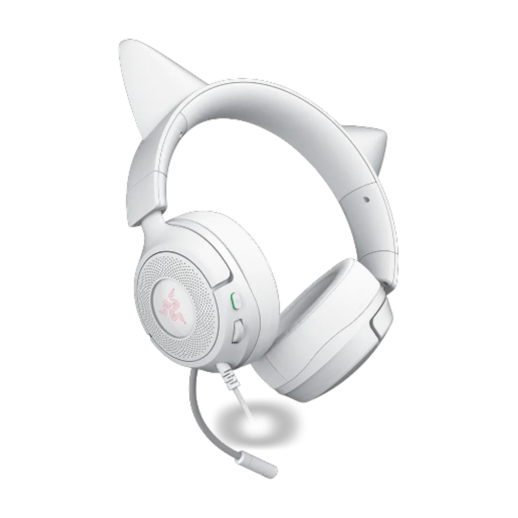 אוזניות Razer Kraken Kitty V3 X לבן – זווית צד אלכסונית