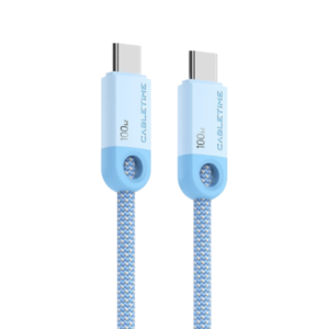 כבל USB-C ל-USB-C 100W מבית Cabletime בצבע תכלת באורך 2 מטר