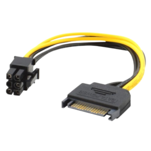 כבל מתאם SATA 15Pin זכר ל-PCIe 6Pin נקבה