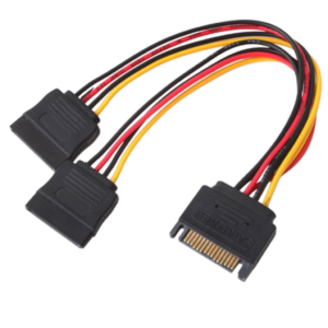 מפצל מתח SATA זכר לשני חיבורי SATA נקבה