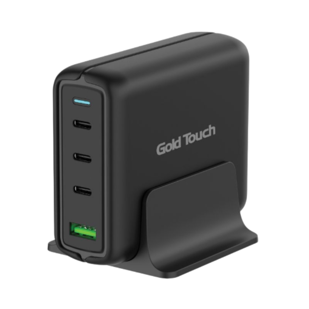 מטען שולחני Gold Touch E-QC140W בהספק 140W עם 3 יציאות USB-C ויציאת USB-A