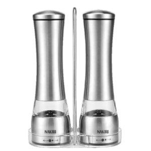 סט מטחנות מלח ופלפל חשמליות אוטומטיות NAKIRI NG55 Silver בצבע כסוף