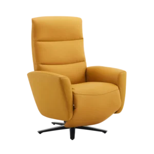 כורסת טלוויזיה מתכווננת MIRA BRC710 בצבע צהוב (Yellow) עם מנגנון ריקליינר מכני במצב סגור