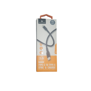 אריזת כבל טעינה וסנכרון Miracase USB-C ל-USB-C בהספק עד 60W, מעטפת TPE, אורך 2 מטר, צבע שחור